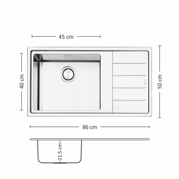 MEGA BB 86.1 R/L TI Leks Кухненски мивки