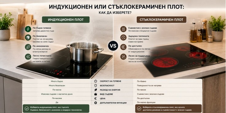 Индукционен или стъклокерамичен плот: как да изберете? Индукционен или стъклокерамичен плот: как да изберете?