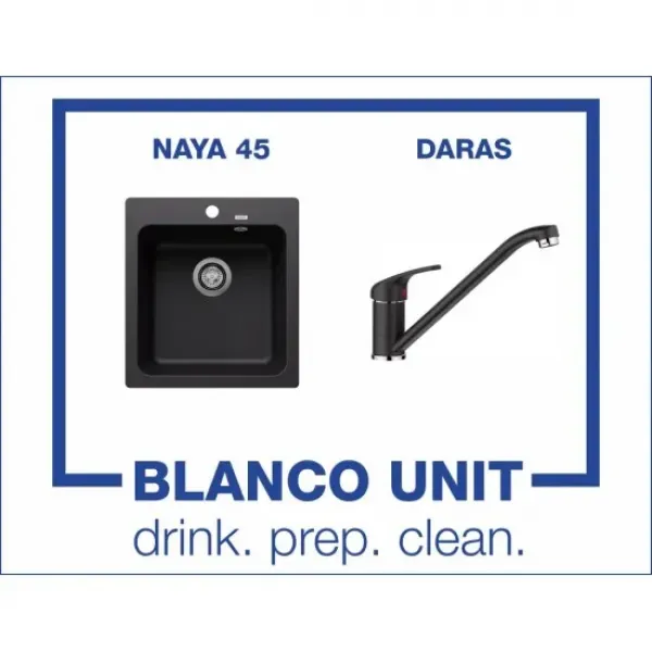 Промоционален комплект мивка BLANCO NAYA 45 и смесител BLANCO DARAS цвят Черен - 526572526152 Blanco Кухненски мивки